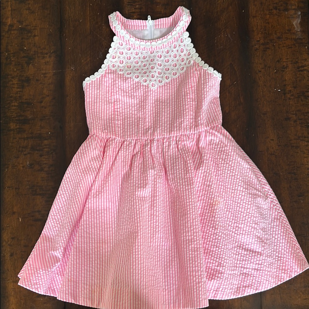 EUC Lilly Pulitzer kids Kinsey Dress sz 6 in cosmic pink seersucker.